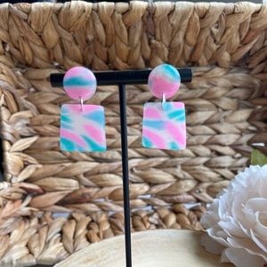 Retro Handmade Polymer Clay Dangly Earrings